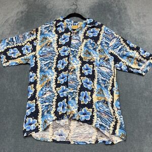 Island Collection Hawaiian Shirt Mens XL Multicolor Rayon Summer Camp Collar